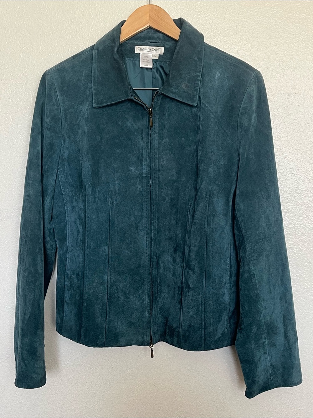 Coldwater Creek Teal Suede Zip-Front Jacket